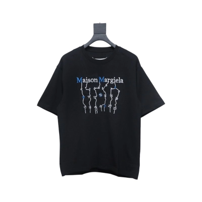 Top Quality Maison Margiela short-sleeved embroidered T-shirt （Black） 01