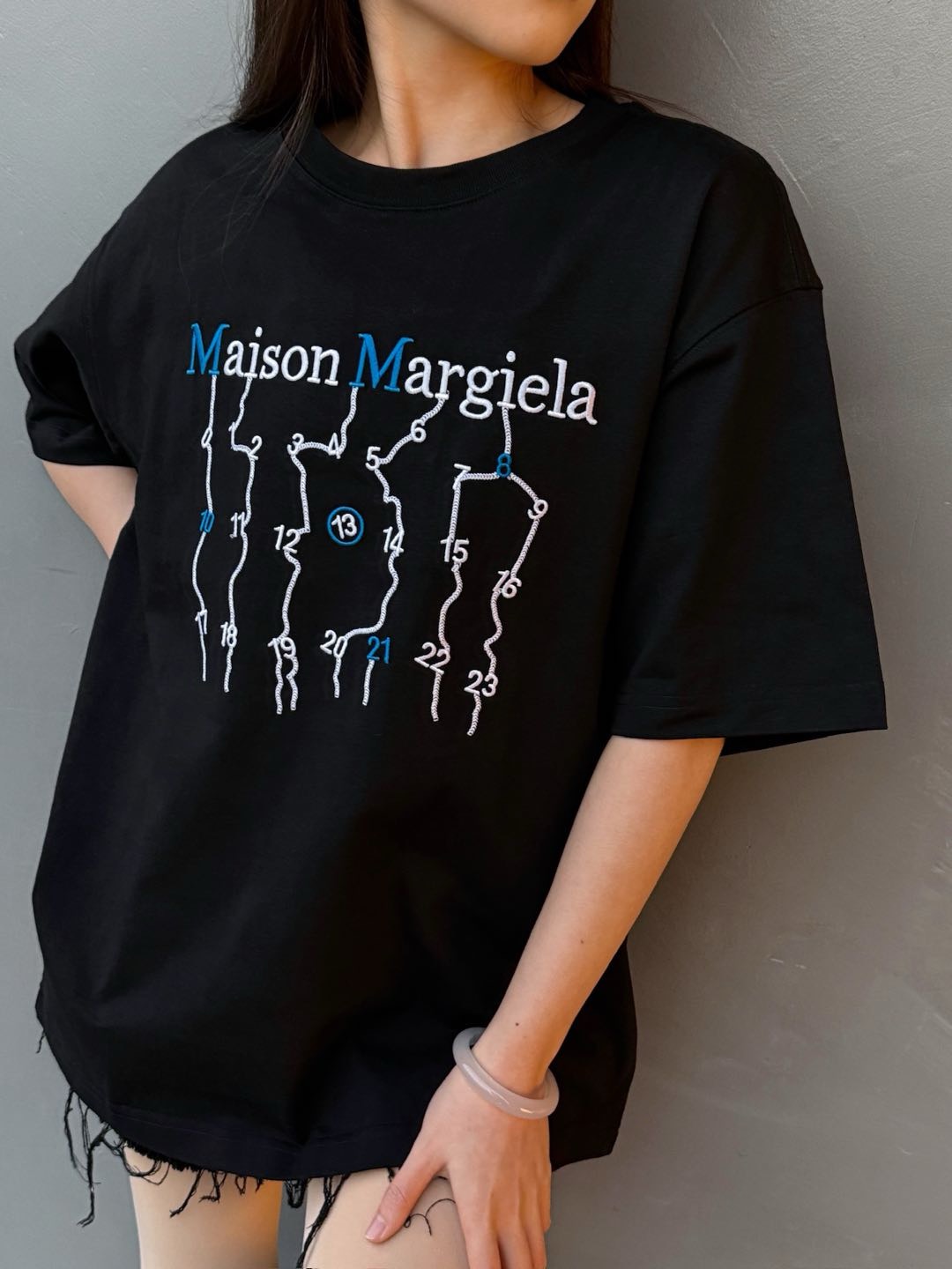     Maison Margiela short-sleeved embroidered T-shirt （Black）