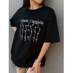 Top Quality Maison Margiela short-sleeved embroidered T-shirt （Black）