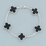 Top Quality Van Cleef & Arpels four-leaf clover black agate five-flower bracelet