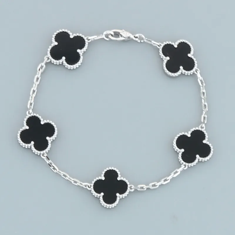Top Quality Van Cleef & Arpels four-leaf clover black agate five-flower bracelet