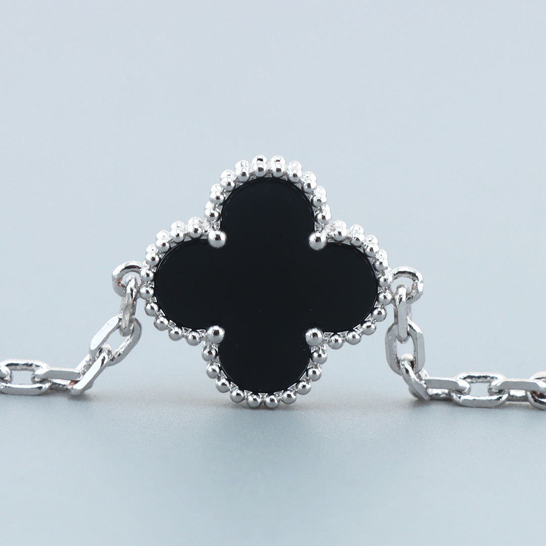 Top Quality Van Cleef & Arpels four-leaf clover black agate five-flower bracelet