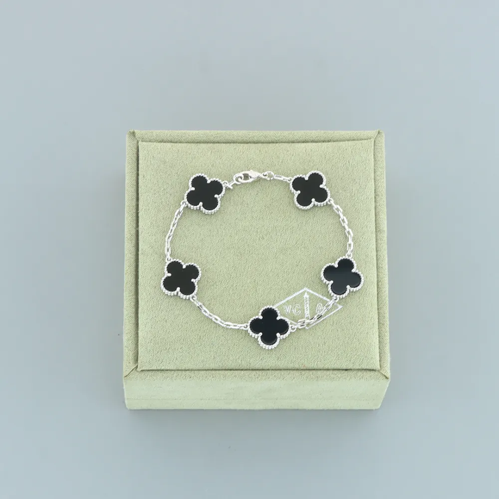 Top Quality Van Cleef & Arpels four-leaf clover black agate five-flower bracelet