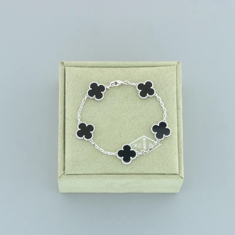 Top Quality Van Cleef & Arpels four-leaf clover black agate five-flower bracelet