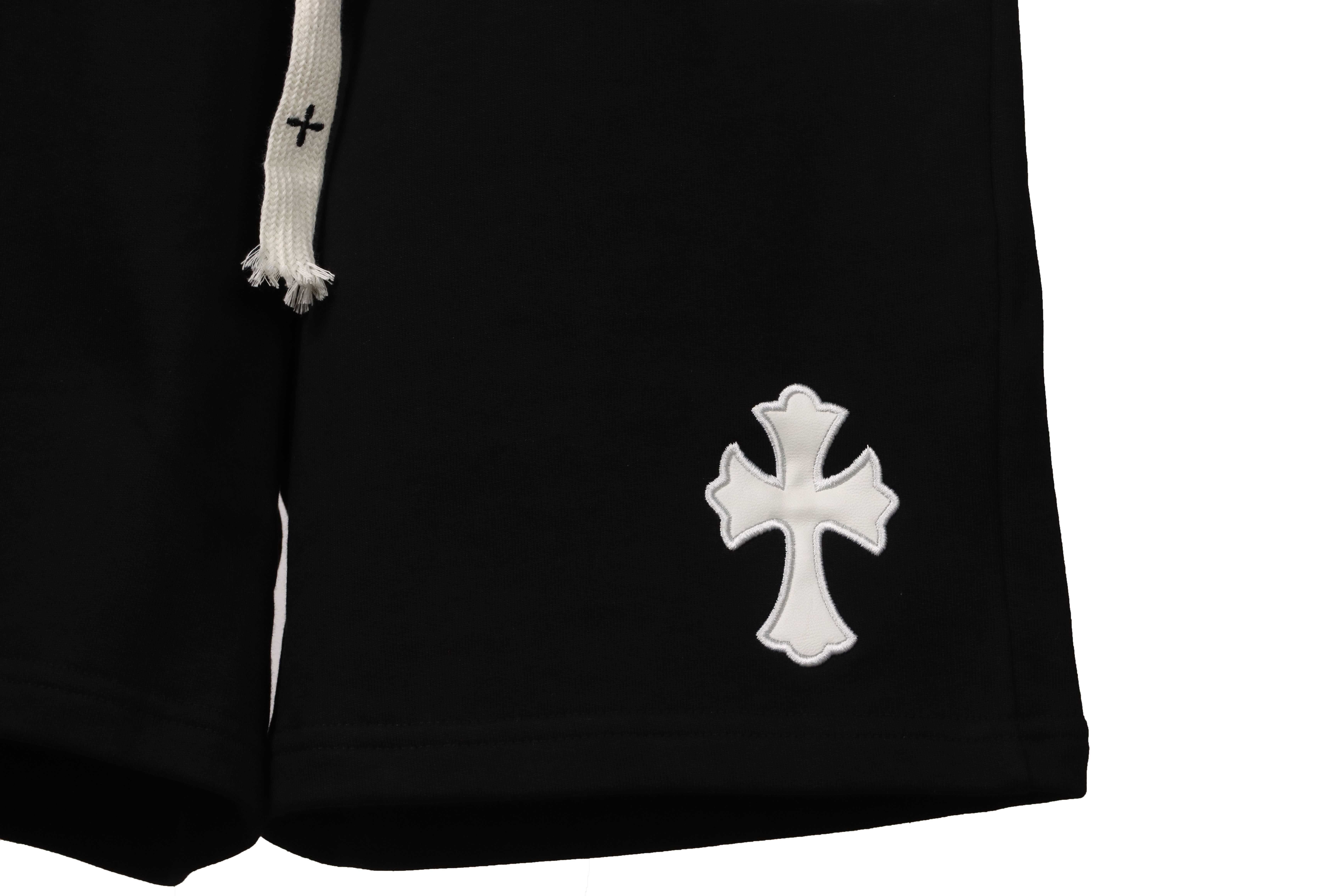 Top Quality Chrome Hearts Embroidered Cross Terry Shorts Black