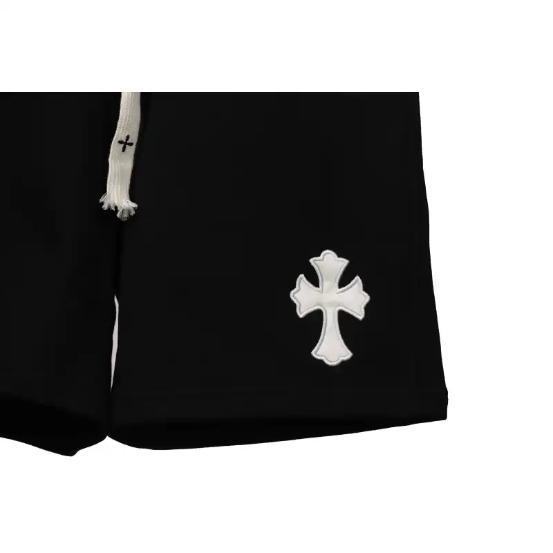 Top Quality Chrome Hearts Embroidered Cross Terry Shorts Black