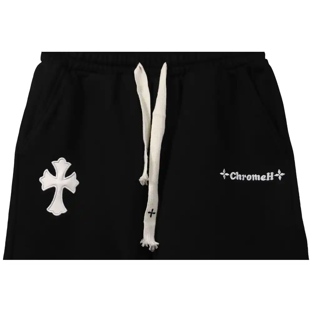 Top Quality Chrome Hearts Embroidered Cross Terry Shorts Black