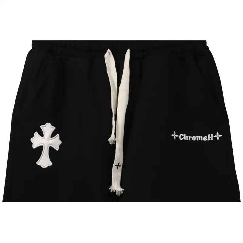 Top Quality Chrome Hearts Embroidered Cross Terry Shorts Black