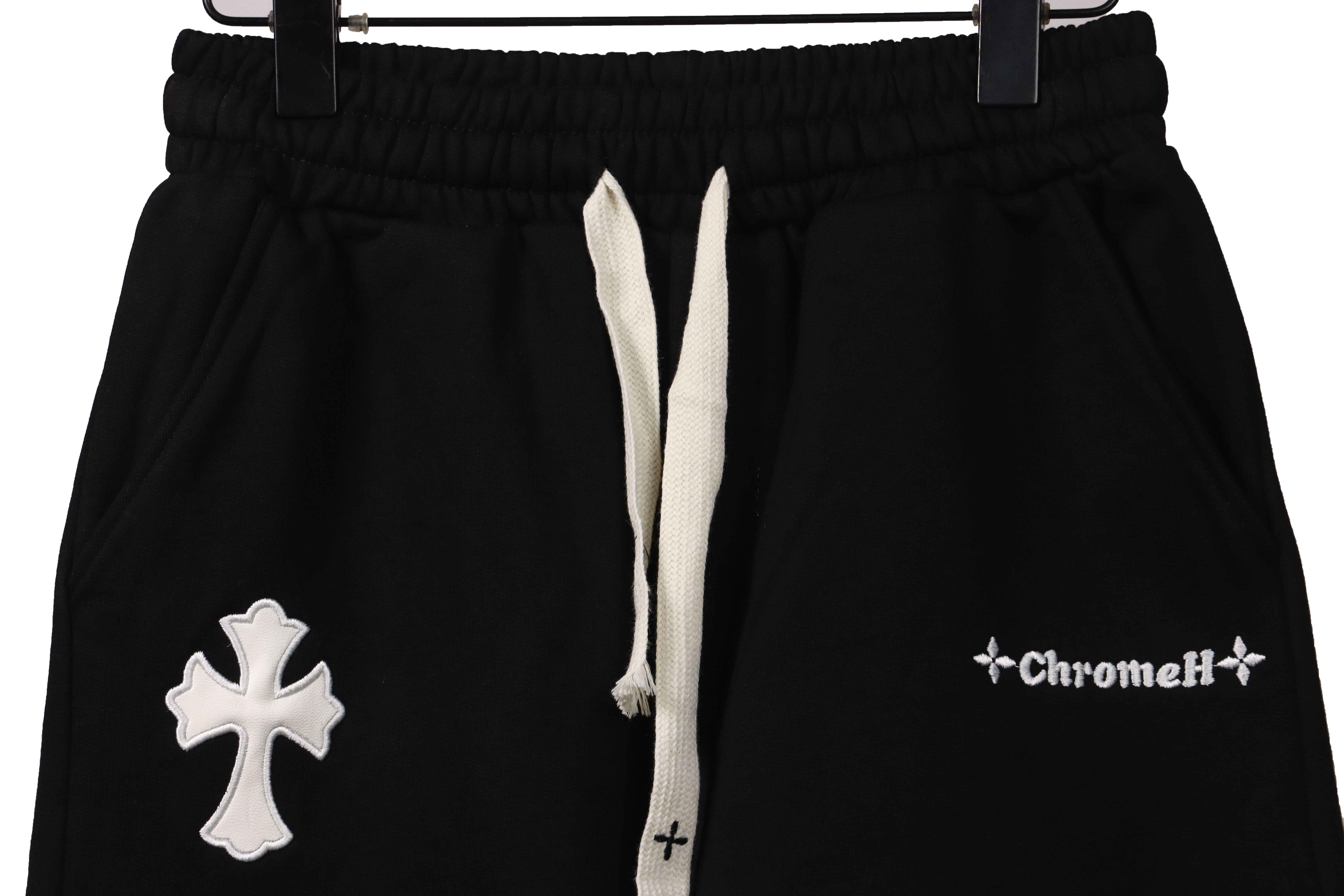 Top Quality Chrome Hearts Embroidered Cross Terry Shorts Black