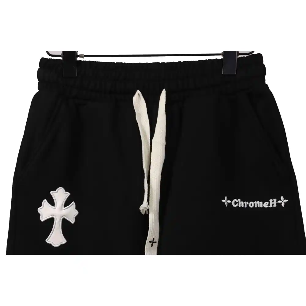 Top Quality Chrome Hearts Embroidered Cross Terry Shorts Black