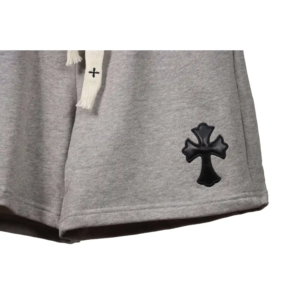 Top Quality Chrome Hearts Embroidered Cross Terry Shorts Grey