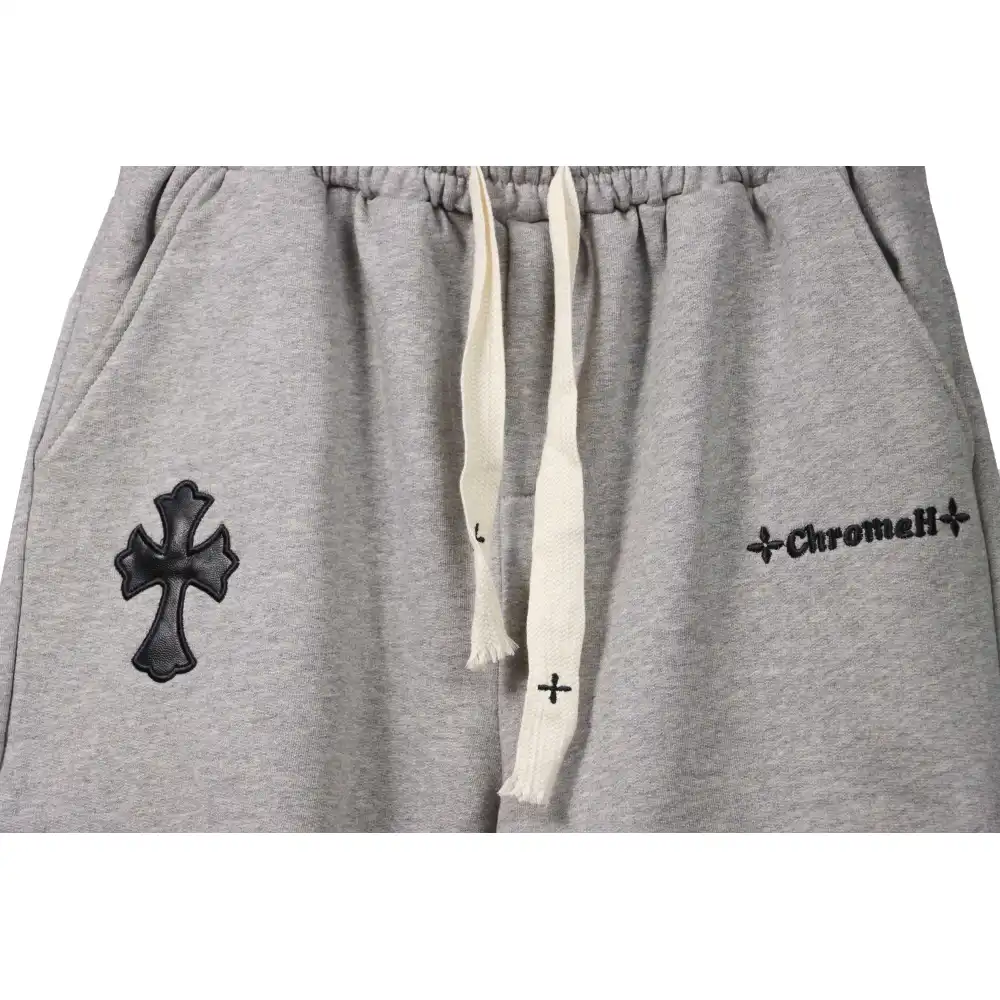 Top Quality Chrome Hearts Embroidered Cross Terry Shorts Grey