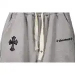 Top Quality Chrome Hearts Embroidered Cross Terry Shorts Grey