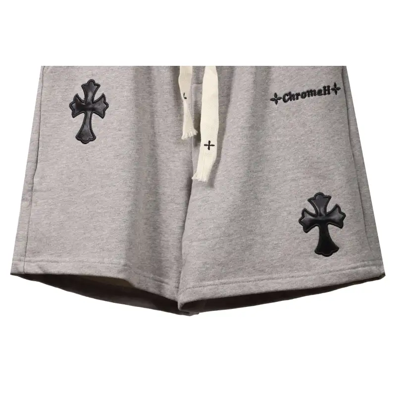 Top Quality Chrome Hearts Embroidered Cross Terry Shorts Grey