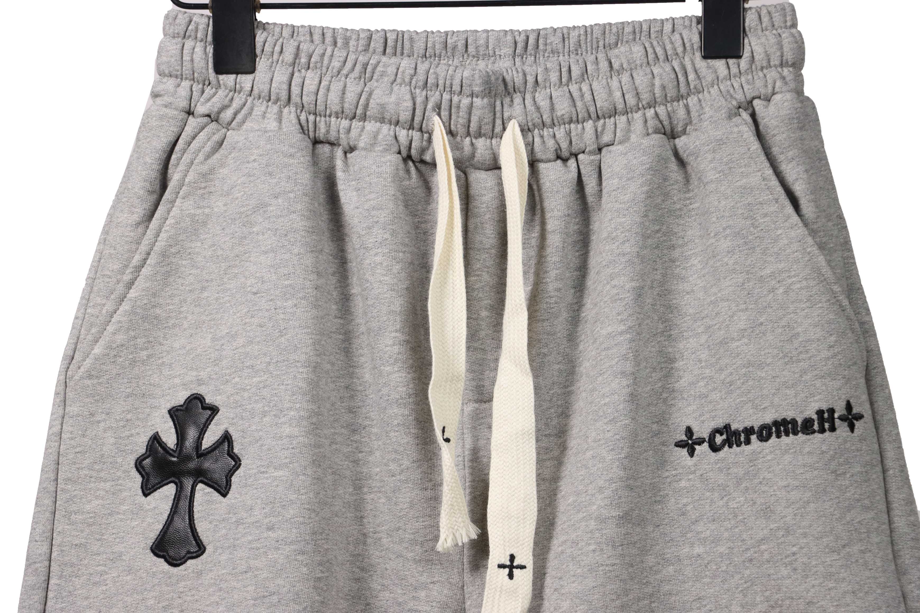 Top Quality Chrome Hearts Embroidered Cross Terry Shorts Grey