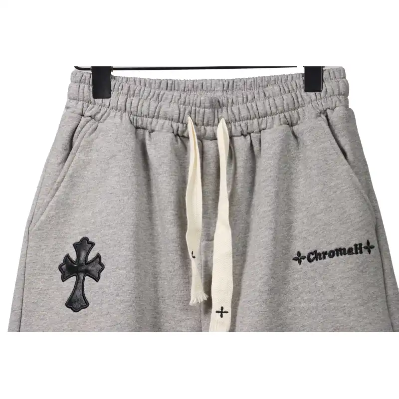 Top Quality Chrome Hearts Embroidered Cross Terry Shorts Grey
