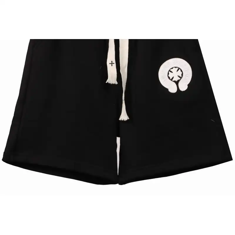 Top Quality Chrome Hearts Horseshoe Cross Shorts Black