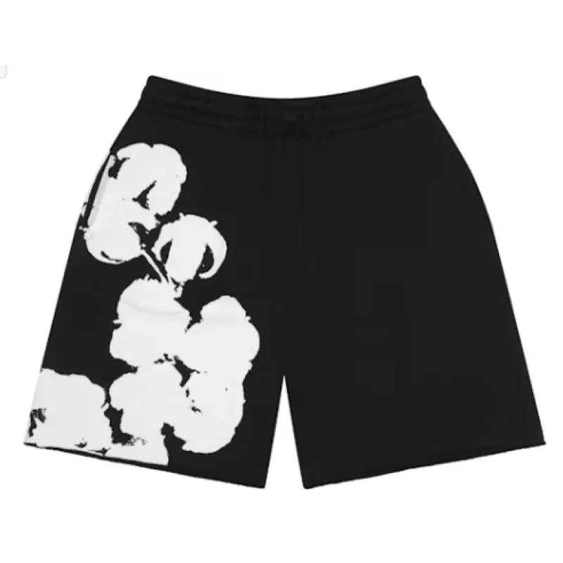 Top Quality Denim Tears Big Cotton Wreath Sweat Shorts Black