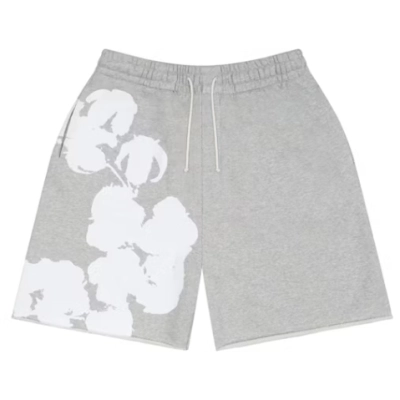 Top Quality Denim Tears Big Cotton Wreath Sweat Shorts Grey 01