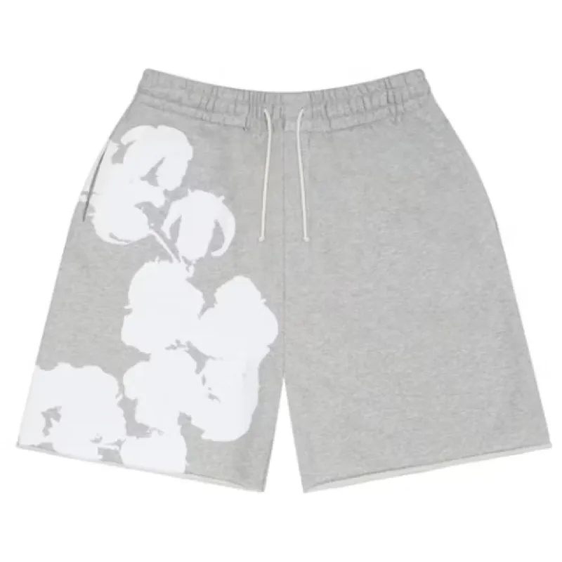 Top Quality Denim Tears Big Cotton Wreath Sweat Shorts Grey