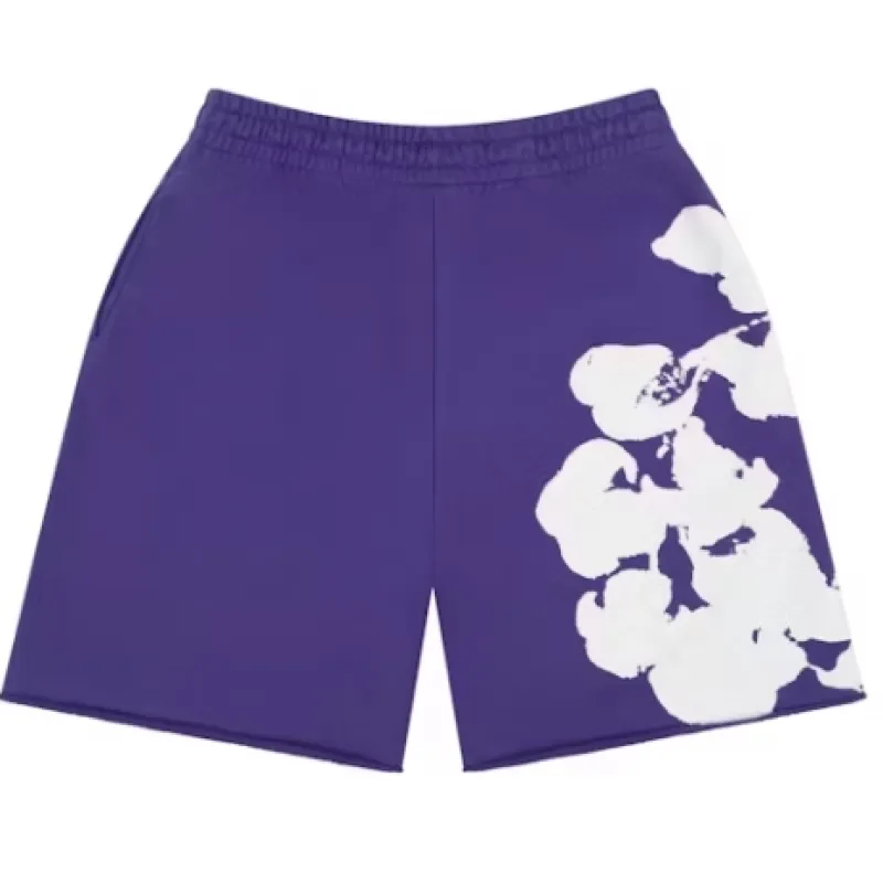 Top Quality Denim Tears Big Cotton Wreath Sweat Shorts Purple