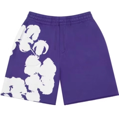 Top Quality Denim Tears Big Cotton Wreath Sweat Shorts Purple 01