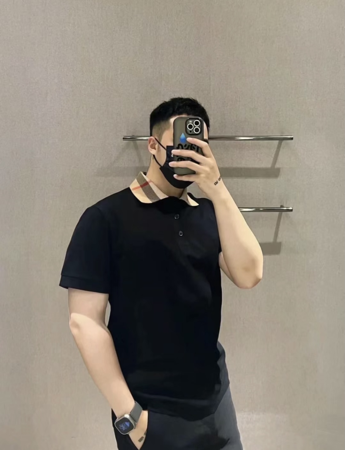 Top Quality Burberry 24ss Check Neck Polo Short Sleeve