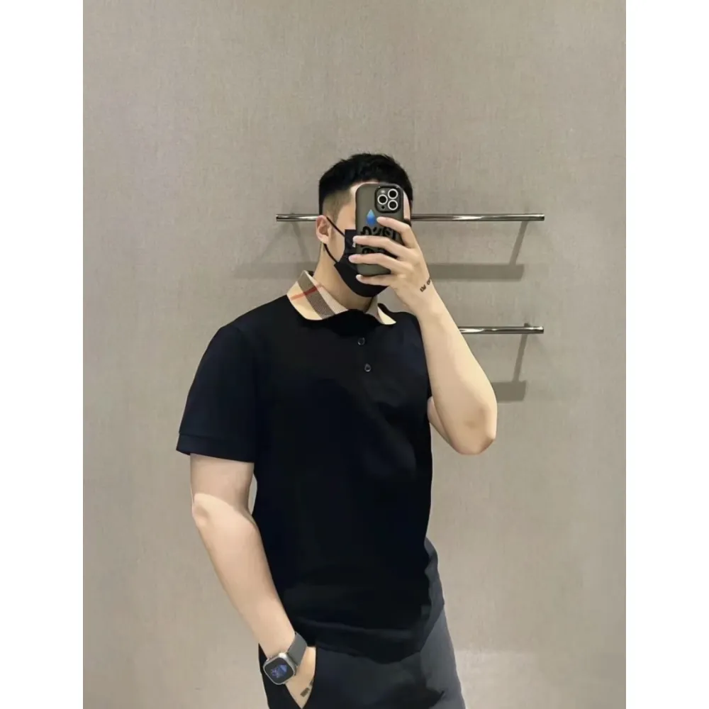 Top Quality Burberry 24ss Check Neck Polo Short Sleeve