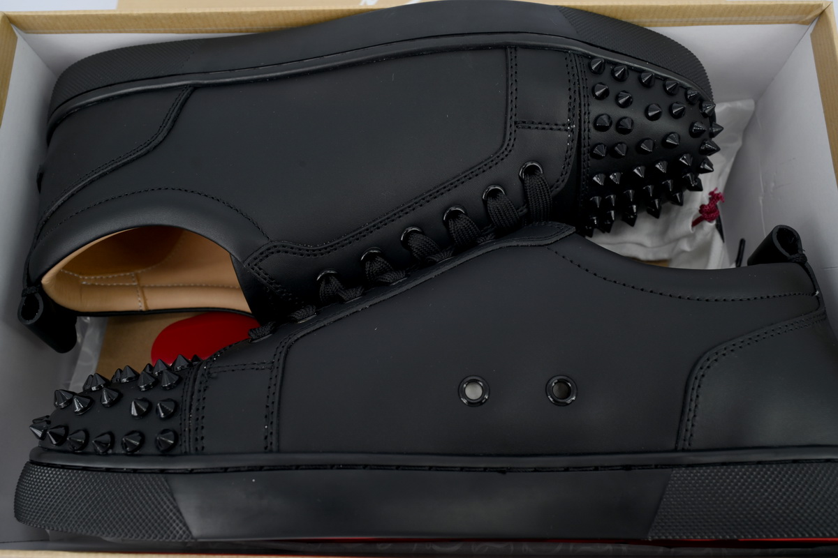Christian Louboutin Louis Junior Spikes Veau Velours Sneaker Black 1130575CM53 (Custom)