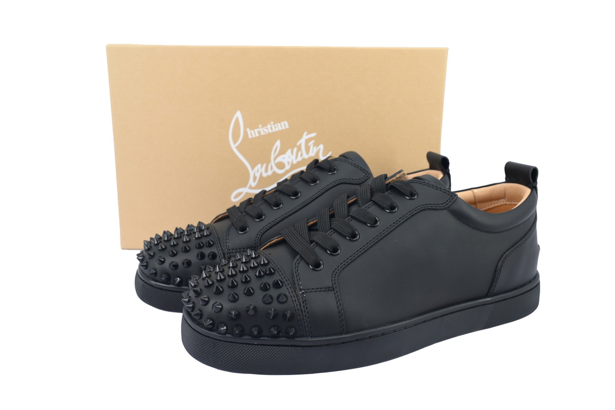 Christian Louboutin Louis Junior Spikes Veau Velours Sneaker Black 1130575CM53 (Custom)