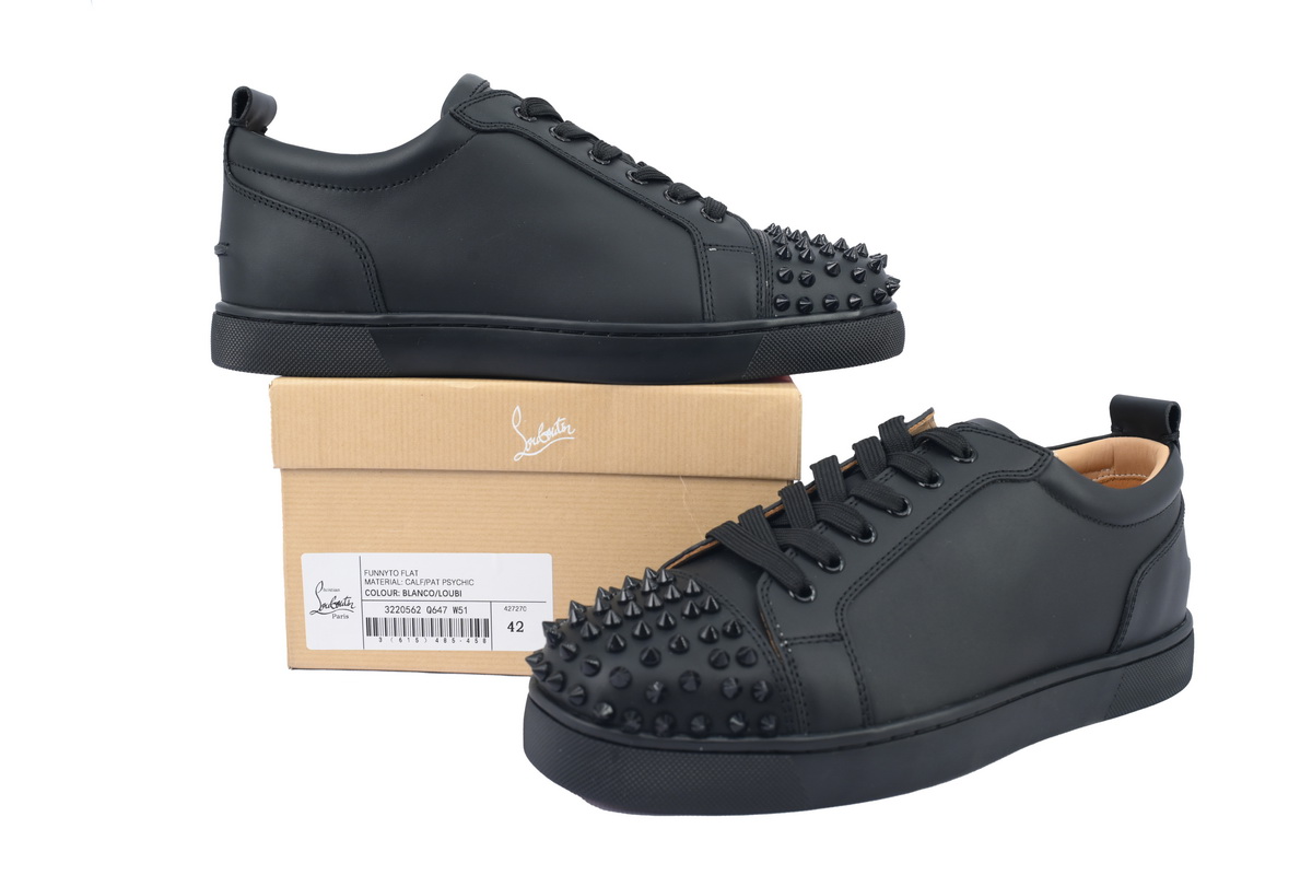 Christian Louboutin Louis Junior Spikes Veau Velours Sneaker Black 1130575CM53 (Custom)