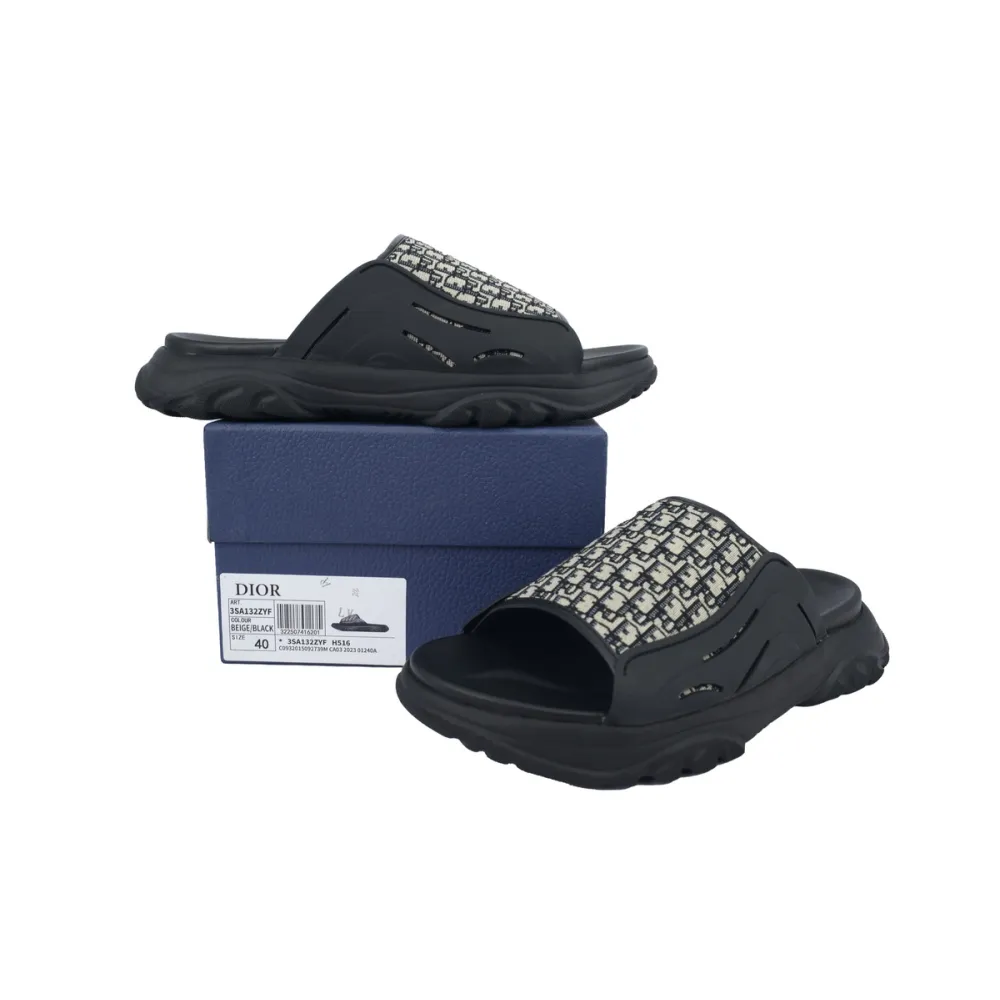 Dior Alpha Sandal Black Rubber Oblique