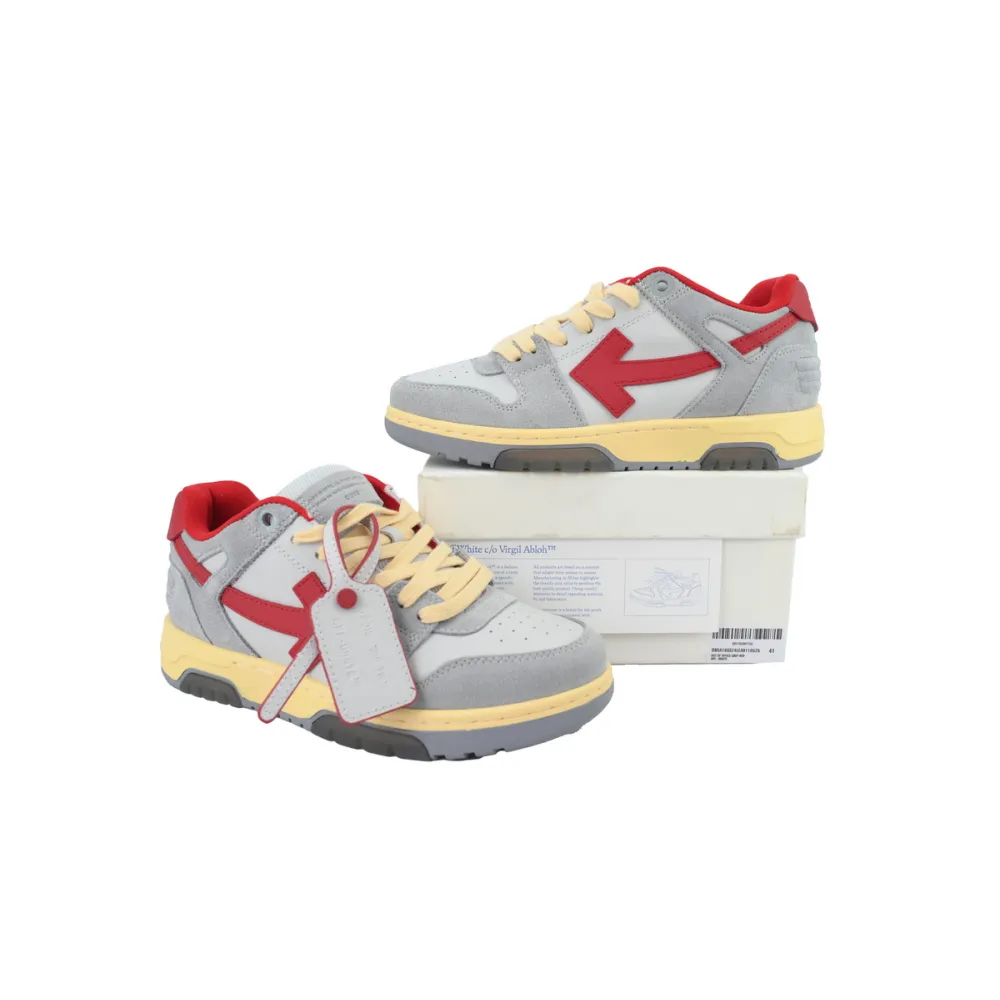 Pkgod OFF-WHITE Out Of Office OOO Low Tops Light Grey Red