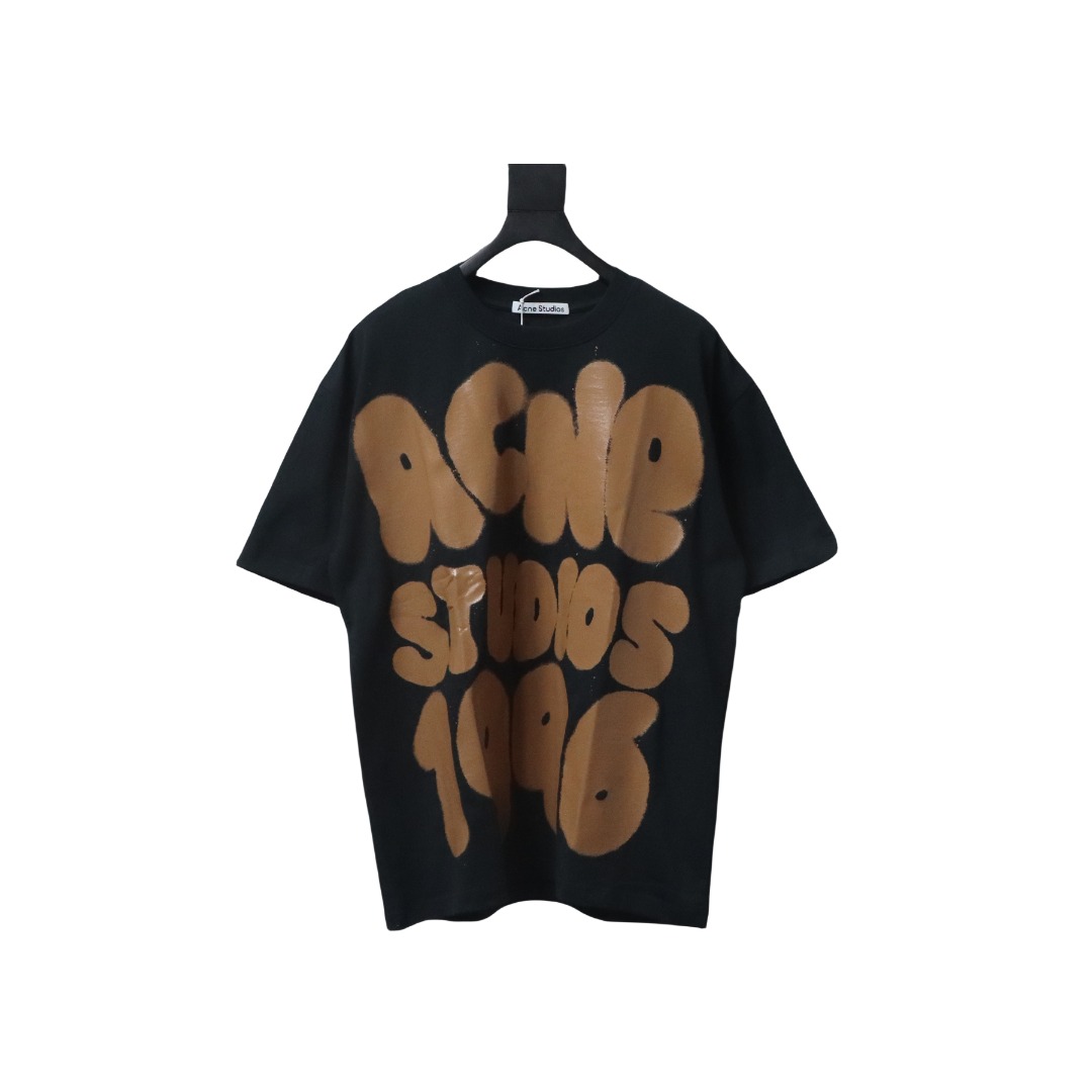 Top Quality Acne Studio Spray Paint Letter Print T-shirts (Black)