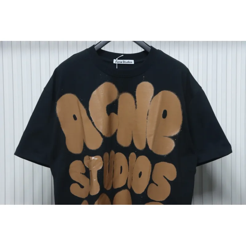 Top Quality Acne Studio Spray Paint Letter Print T-shirts (Black)