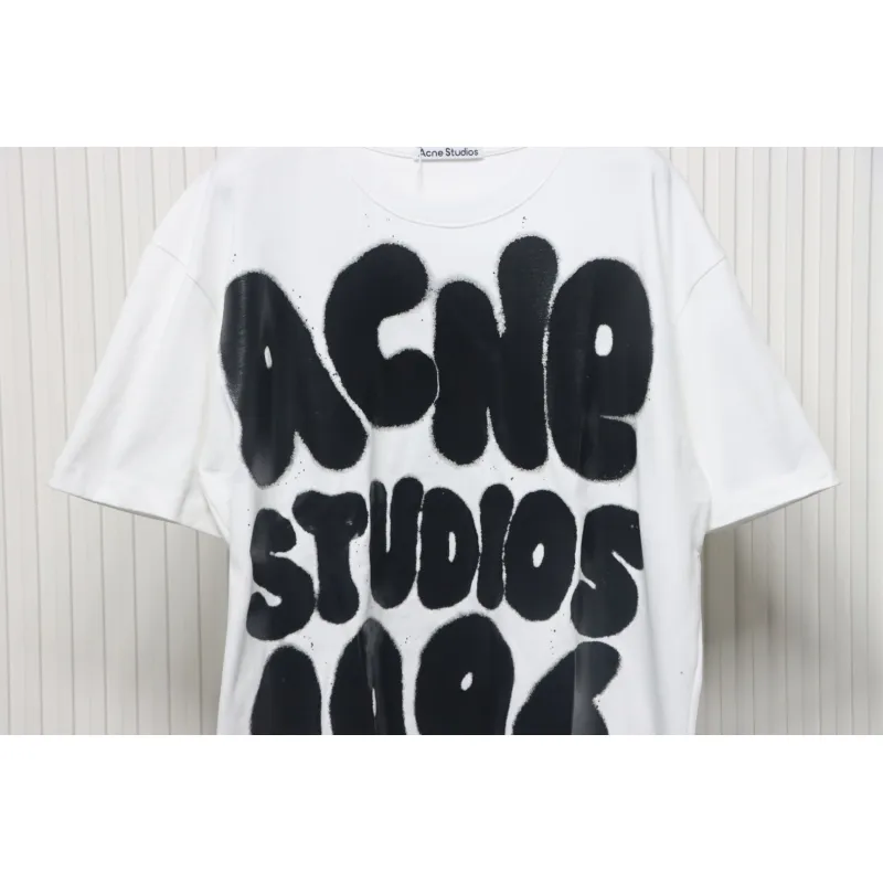 Top Quality Acne Studio Spray Paint Letter Print T-shirts (White)