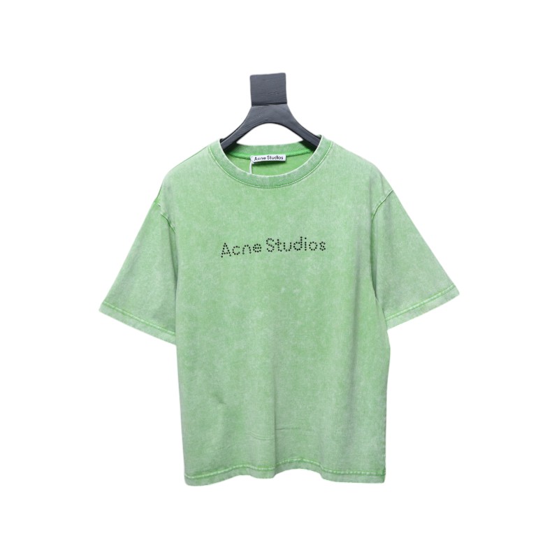 Top Quality Acne Studios 25SS beads letter short-sleeved T-shirt (Green)