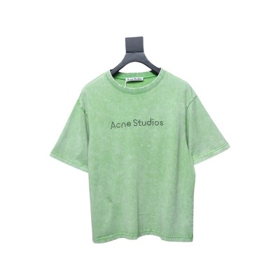 Top Quality Acne Studios 25SS beads letter short-sleeved T-shirt (Green) 01