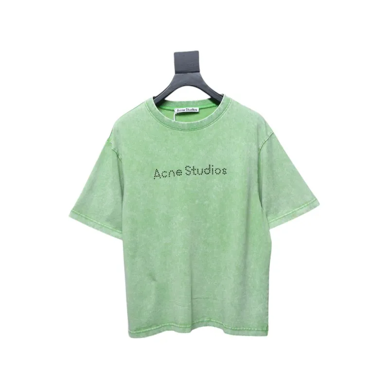 Top Quality Acne Studios 25SS beads letter short-sleeved T-shirt (Green)