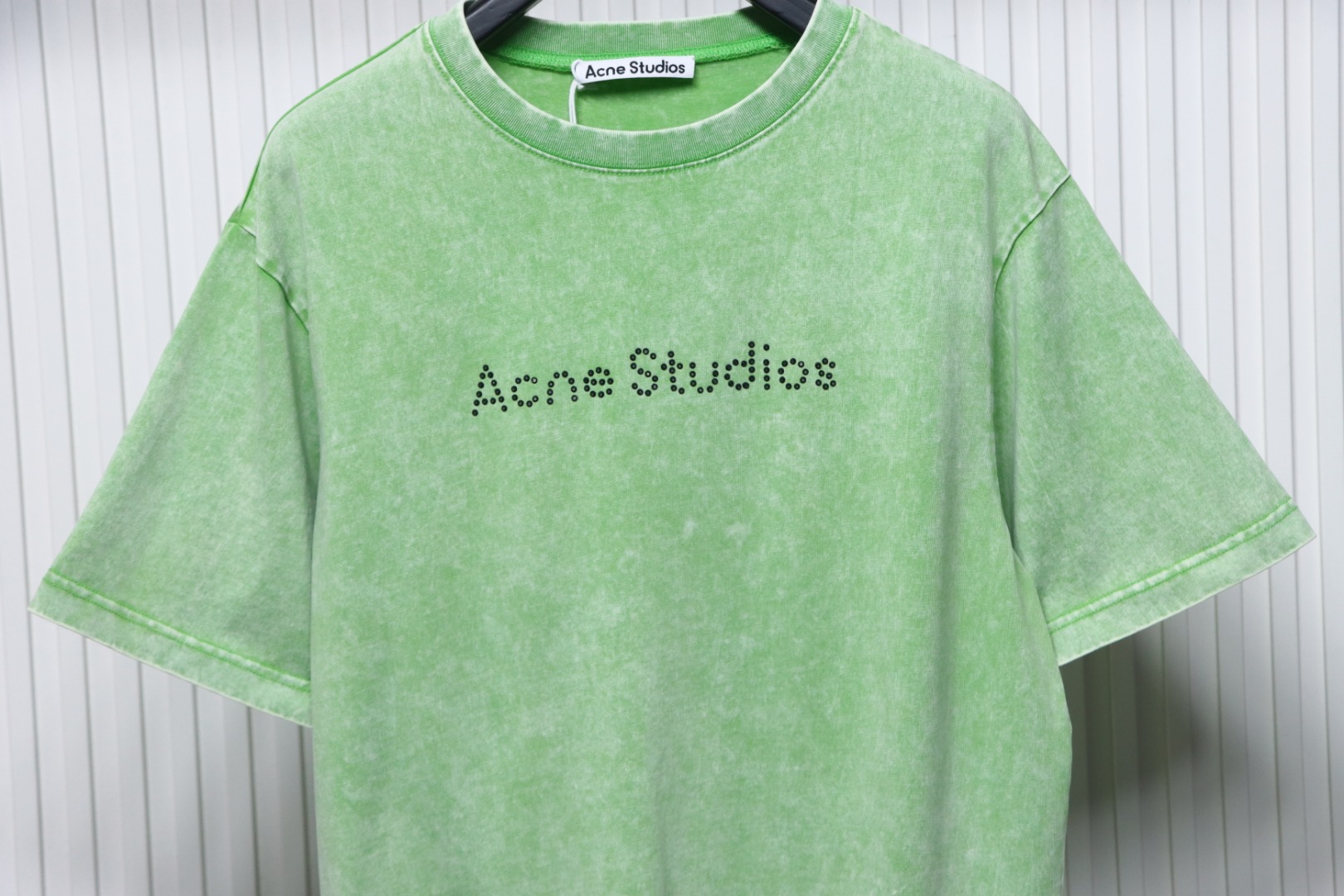 Top Quality Acne Studios 25SS beads letter short-sleeved T-shirt (Green)