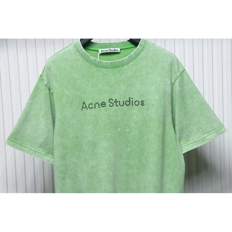 Top Quality Acne Studios 25SS beads letter short-sleeved T-shirt (Green)