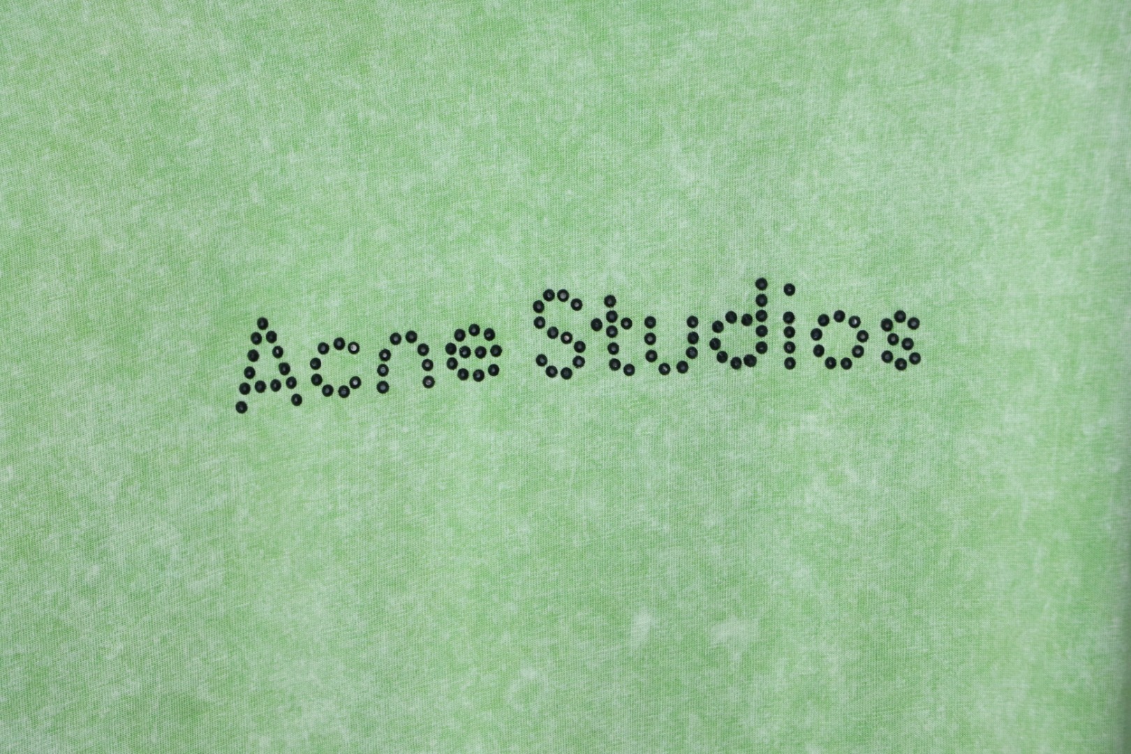 Top Quality Acne Studios 25SS beads letter short-sleeved T-shirt (Green)