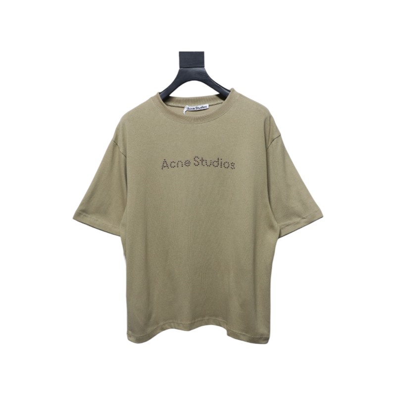 Top Quality Acne Studios 25SS beads letter short-sleeved T-shirt (Brown)