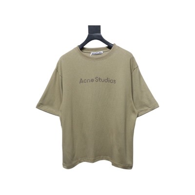 Top Quality Acne Studios 25SS beads letter short-sleeved T-shirt (Brown) 01