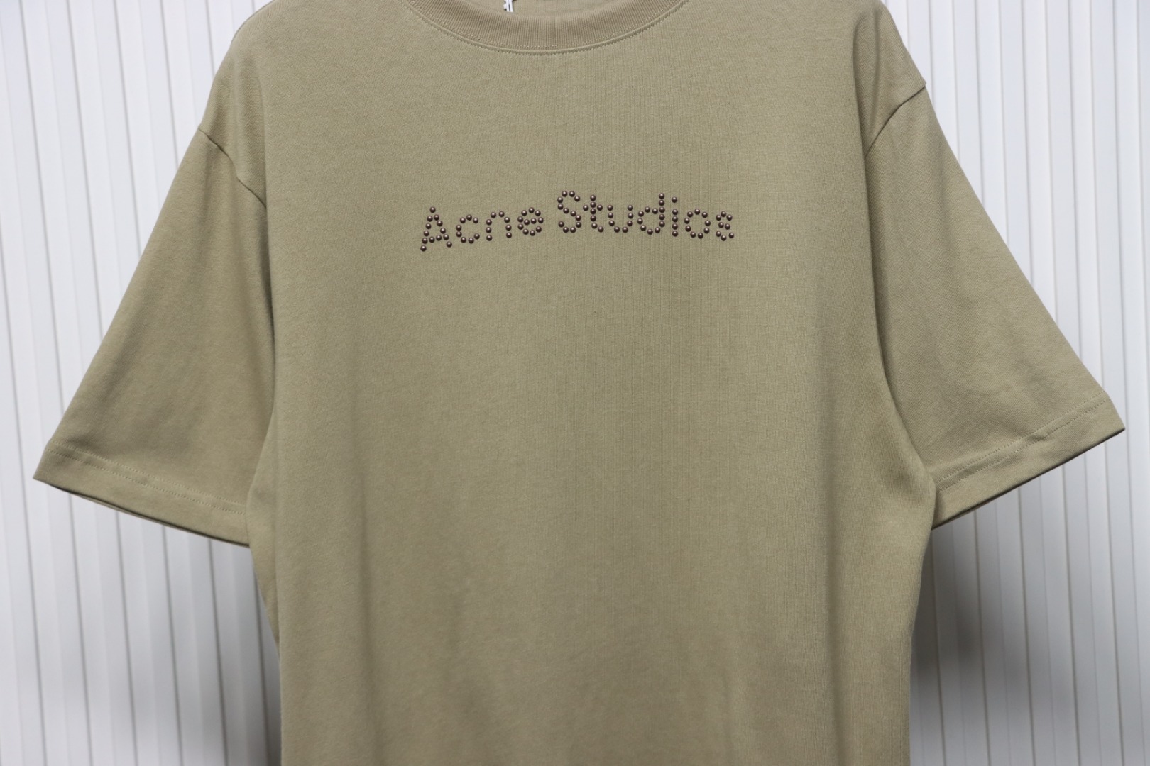 Top Quality Acne Studios 25SS beads letter short-sleeved T-shirt (Brown)