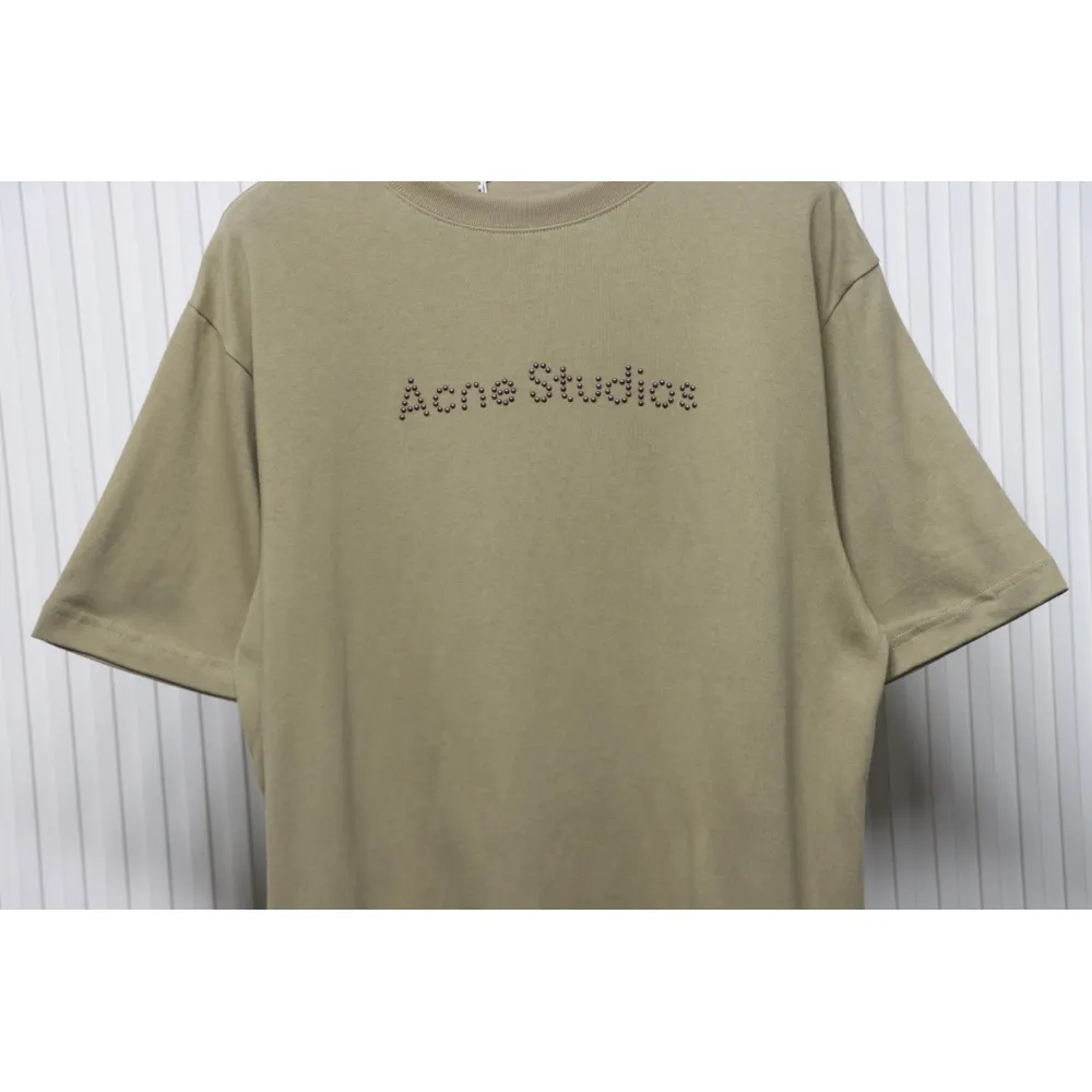 Top Quality Acne Studios 25SS beads letter short-sleeved T-shirt (Brown)