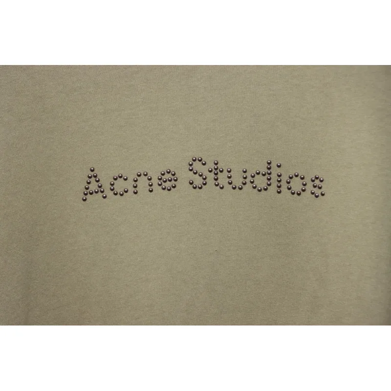 Top Quality Acne Studios 25SS beads letter short-sleeved T-shirt (Brown)