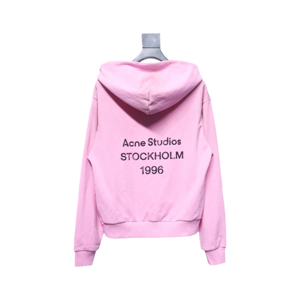Top Quality Acne Studio Washed Distressed Hoodie (Pink)