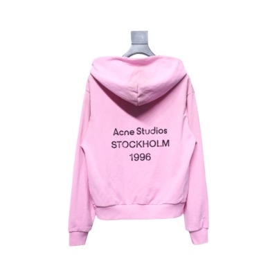 Top Quality Acne Studio Washed Distressed Hoodie (Pink) 02