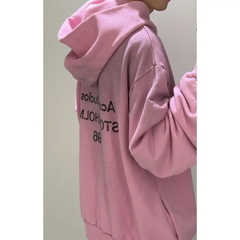 Top Quality Acne Studio Washed Distressed Hoodie (Pink)